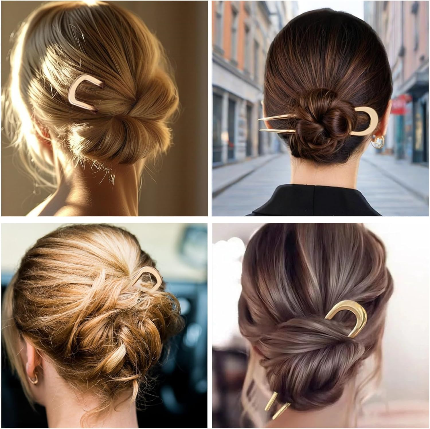 Pack of 2 Gold Metal French Hair Pins, French Hair Pins, Large French Pin Hairpin for Women and Girls image number 6