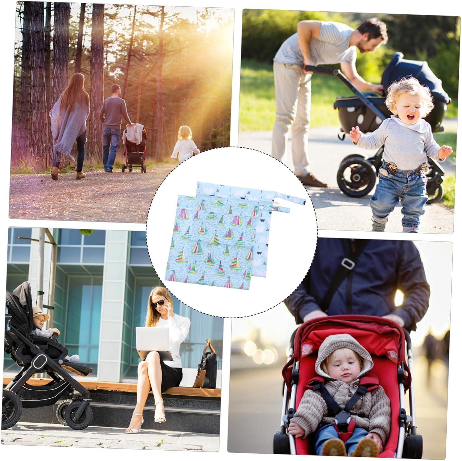 2Pcs Reusable Diaper Storage Bags with TPU Material Wet Dry Organizer for Nursery Travel Portable Multifunctional Pouch for Diapers and Items image number 4