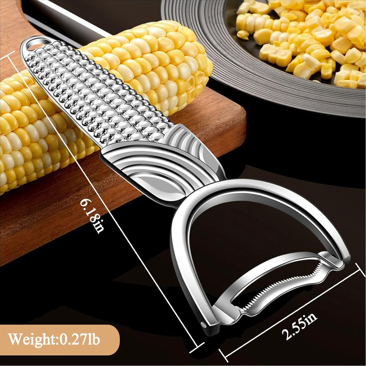 ANMIOU Corn Peeler for Corn on the Cob, Stainless Steel Corn Cob Stripper Tool, Corn Kernel Remover Kitchen Gadget for Fresh Sweet or Cooked Corn
