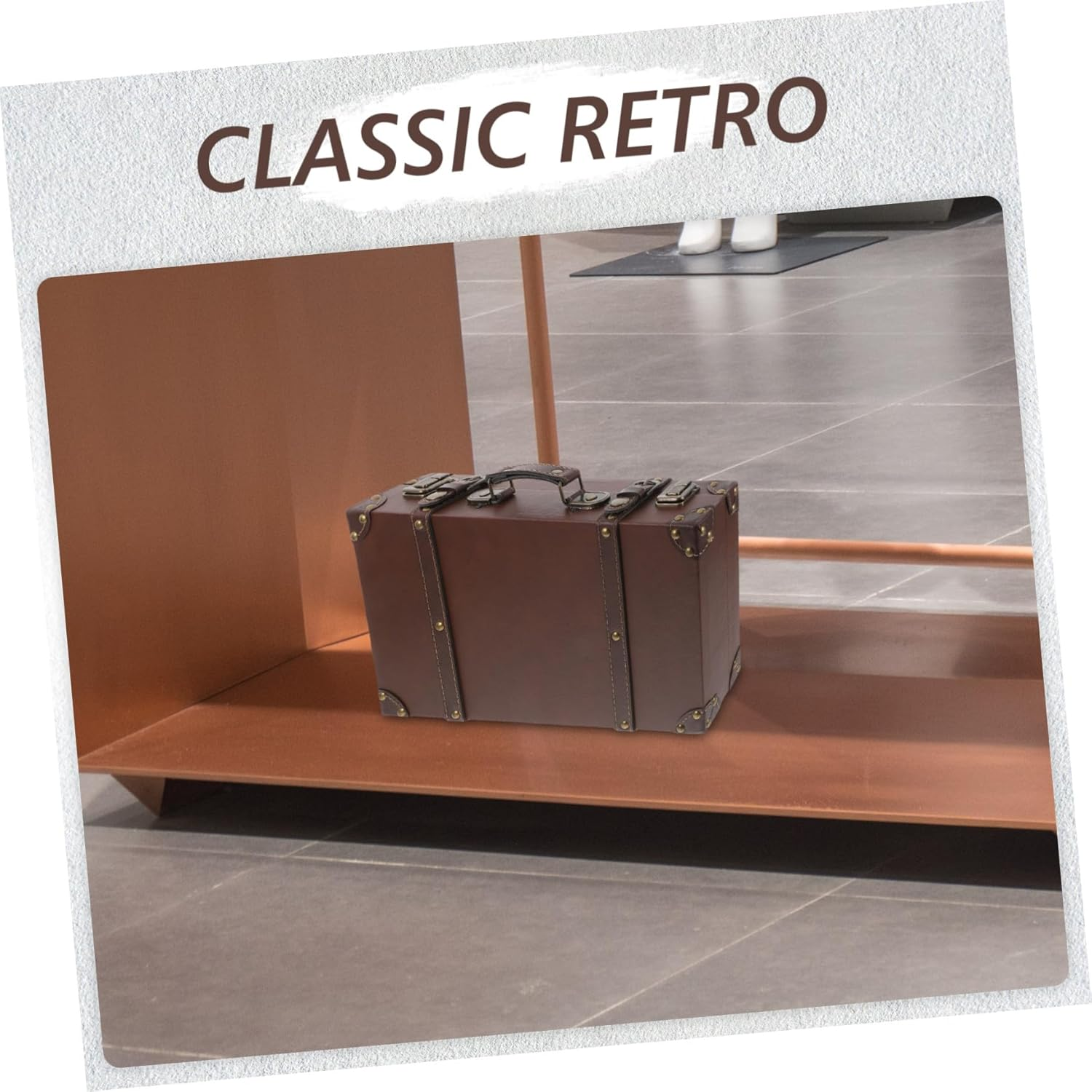 ROMISBABA Retro Style Leather Suitcase with Comfortable Handle Large Storage Capacity Decorative Vintage Luggage Box for Boutique Display Photo Props and Travel Storage image number 1