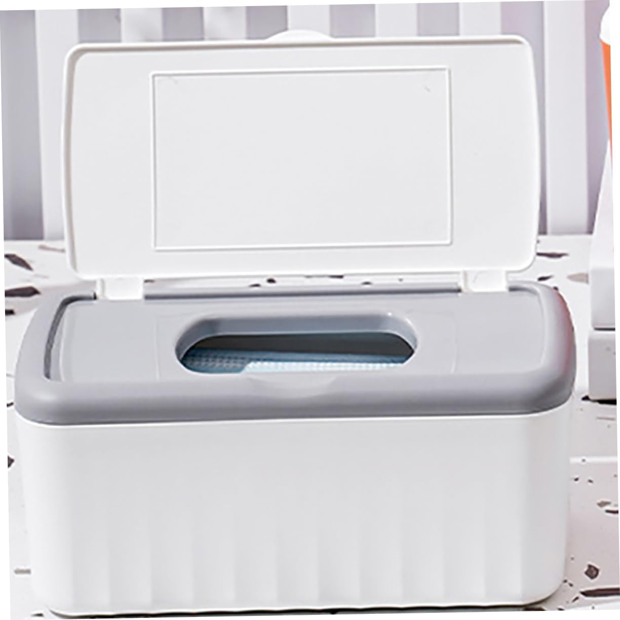 Amosfun Multifunctional Tissue Dispenser and Baby Wipe Box Large Capacity Plastic Rectangular Wipes Container Lid Sealed Dustproof for Bathroom and Desktop Storage image number 1
