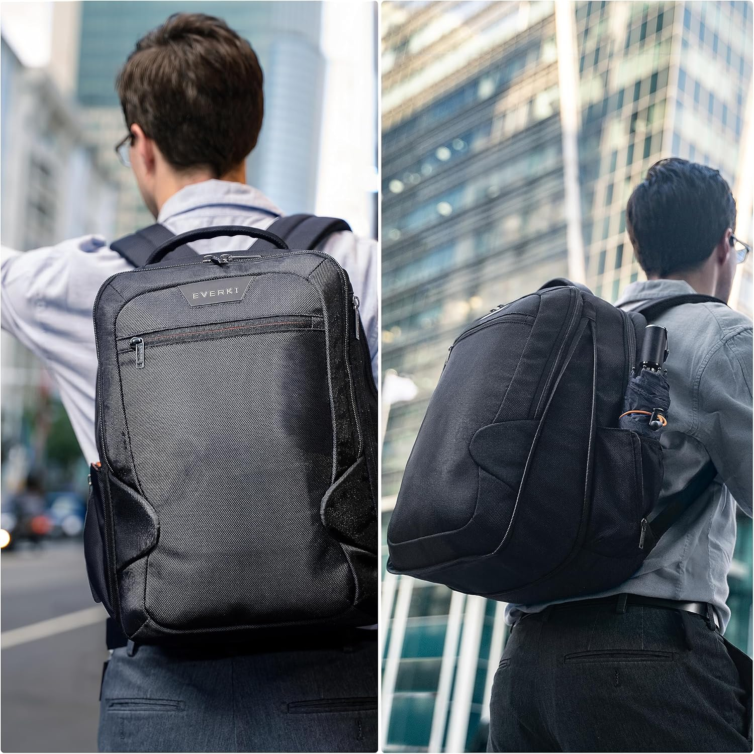 EVERKI Studio Expandable 15 Inch Macbook & Laptop Backpack for Men & Women, Travel Friendly Backpack, Professional Office Backpack for Men, Bookbag and Computer Backpack, Offers 26L Capacity - Black image number 2