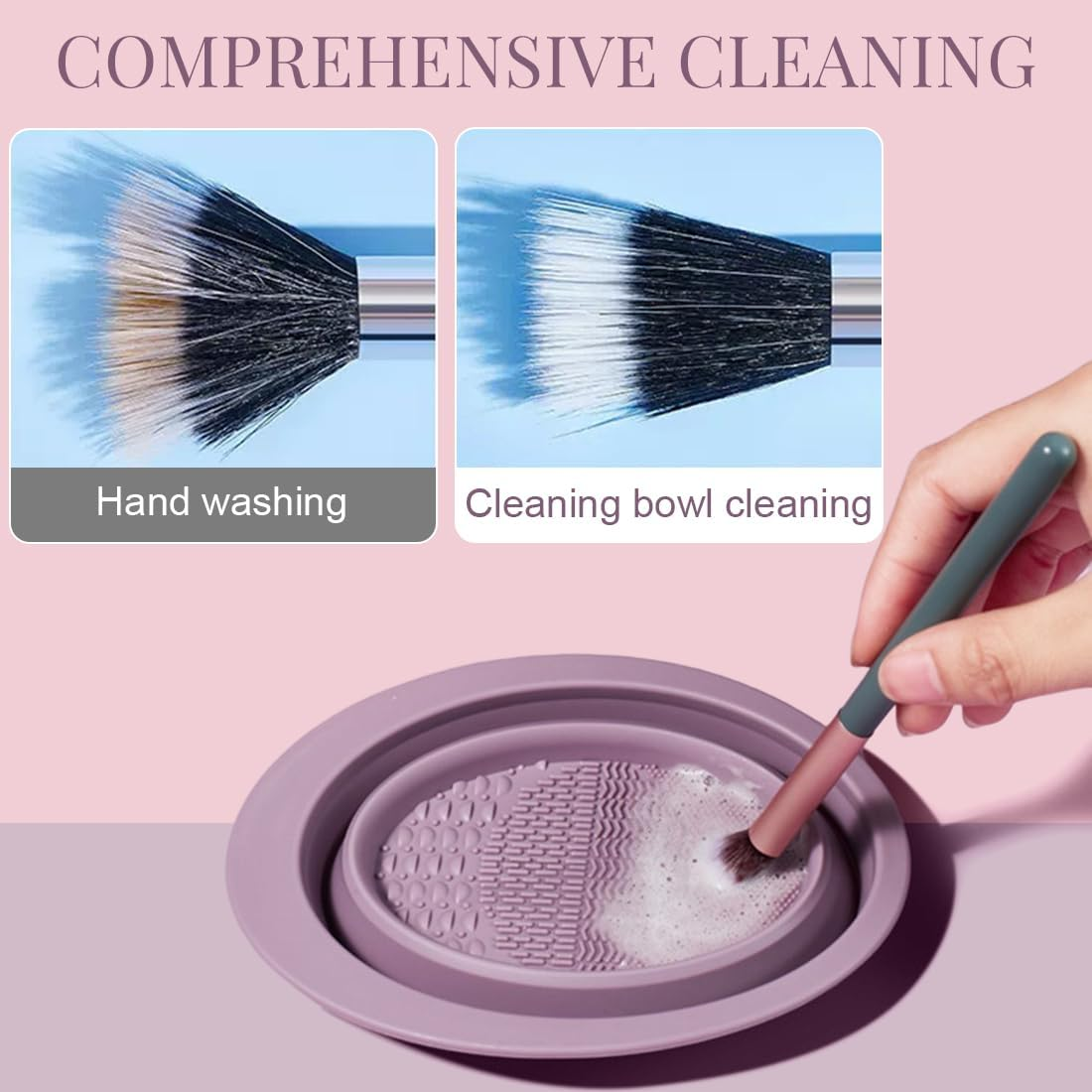 BDEPSTR Set of 2 Make-Up Brush Cleaning Mat, Silicone Make-Up Brush Cleaning Mat, Silicone Make-Up Brush Cleaner, Foldable Make-Up Brush Cleaning Pad image number 4