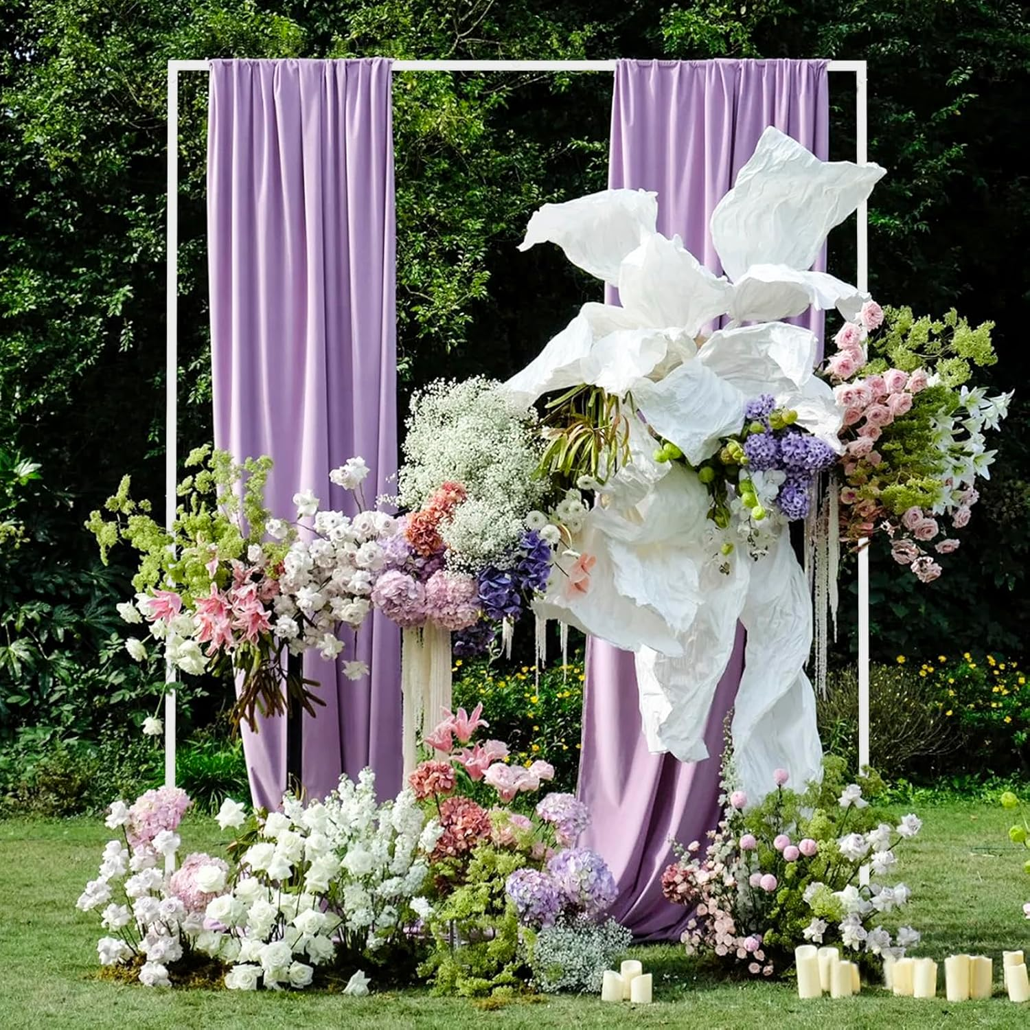 Asee'M 6.6Ftx5.2Ft White Wedding Arch Backdrop Stand Square Metal Rectangular Arch Frame for Ceremony Party Birthday Bridal Baby Shower Anniversary Arbor Balloon Decoration image number 3