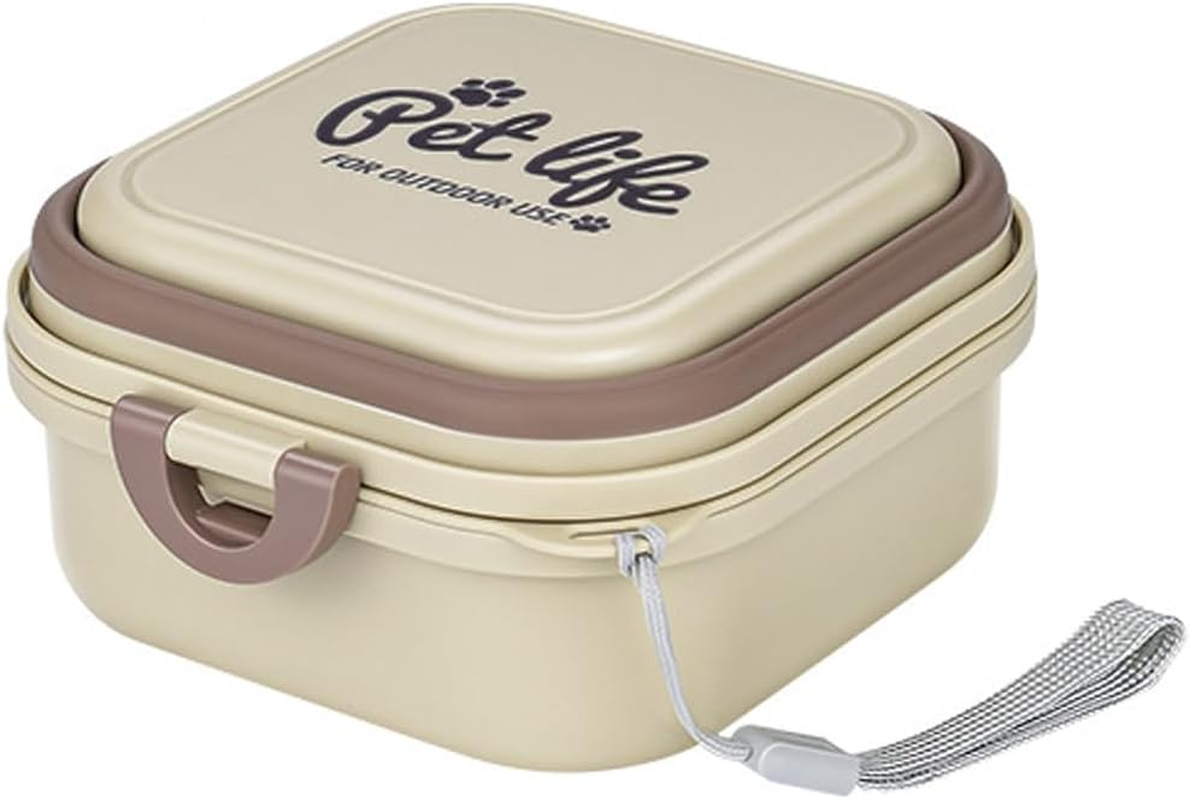 AIMALL 2-In-1 Portable Collapsible Pet Food and Water Bowl, Double-Layer Travel Dog Bowl with Lid, 5.62X5.39X2.75 Inches, Ideal for Outdoor Hiking Camping and Pets