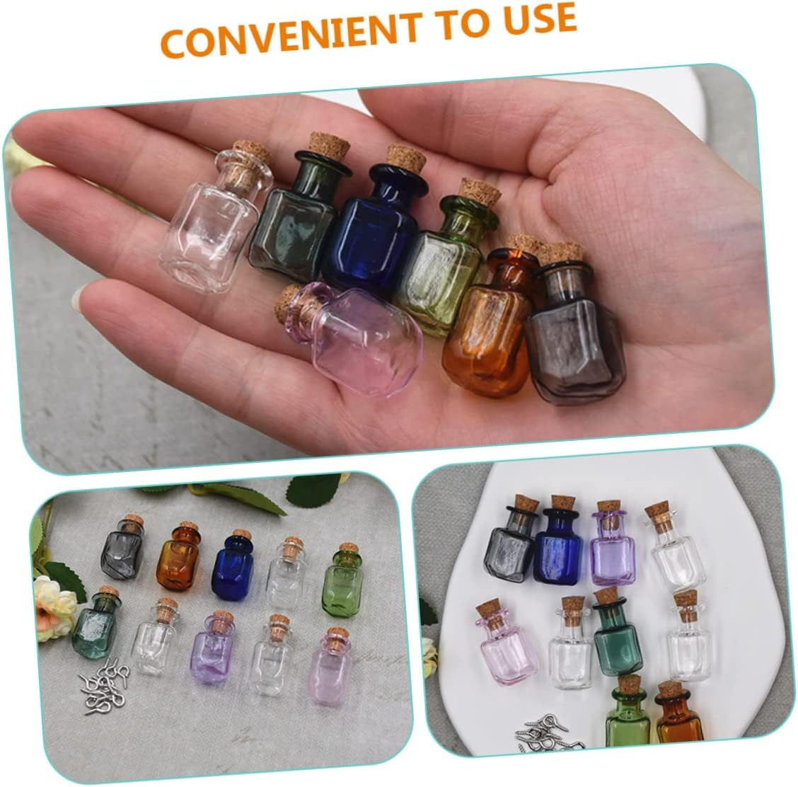 STOBAZA 3Sets Mini Glass Bottle with Lid Creative Glass Jars for Decor Storage Diy Present with Cork Stopper 10Pcs*3 image number 1