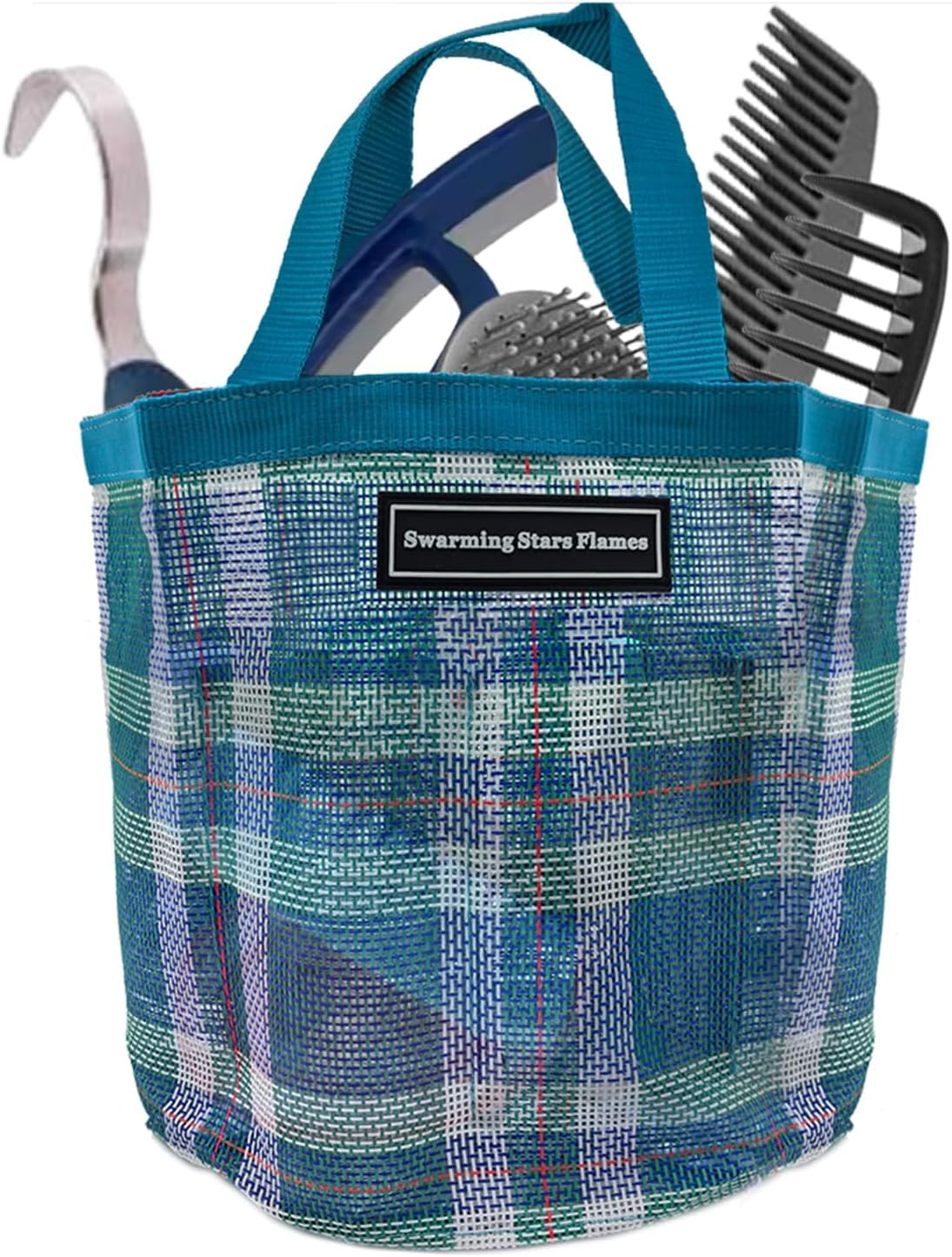 Horse Grooming Tool Storage Bag - Breathable Waterproof Mesh for Horse Care Accessories (Sapphire Blue)