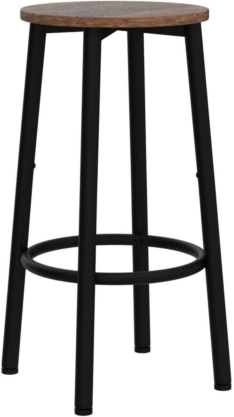 HOOBRO Bar Stools, Set of 2 Bar Chairs, Kitchen round Height Bar Stools with Footrest, Dining Chair, Sturdy Steel Frame, for Dining Room, Kitchen, Party, Easy Assembly,Rustic Brown BF03BY01 image number 5