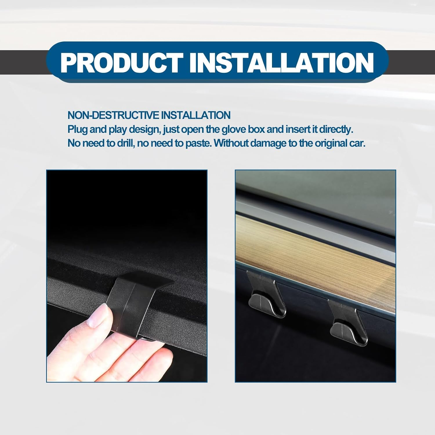 RBOKO 2PCS Glove Box Hooks, Compatible with 2020-2023 Tesla Model Y and 2017-2023 Model 3 Accessories, Glove Box Organizer Bag Holder, Storage Hanger Clip image number 6