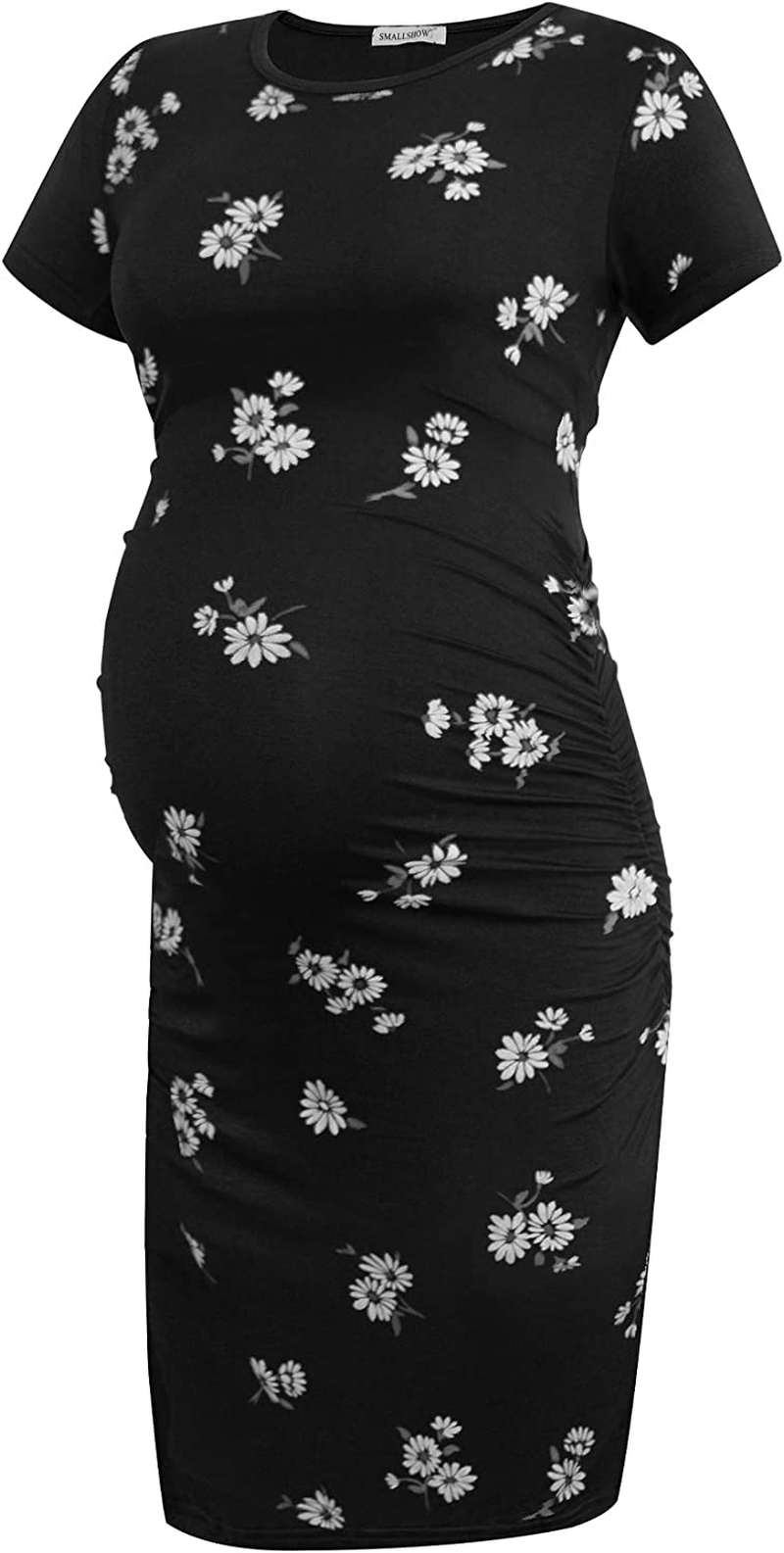 Smallshow Women'S Short Sleeve Maternity Dress Ruched Pregnancy Clothes, Svp121, Medium