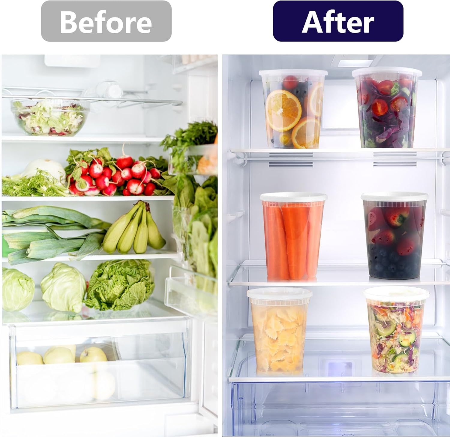 36-Pack 32 Oz Plastic Deli Food Containers with Lids, Leakproof, Bpa-Free, Microwave/Freezer/Dishwasher Safe