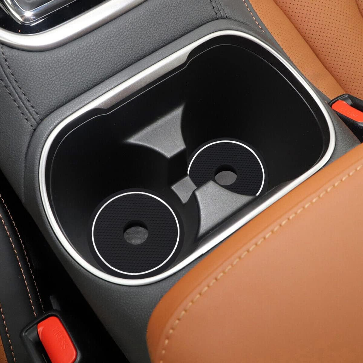 Auovo Cup Holder Spacer Replacement Compatible with Subaru Outback Legacy Accessories 2020-2024 Fit 2024 Crosstrek Silicone Cup Riser Cup Holder Lift Insert Spacers 92076AN00A (2Pcs, White Trim) - Orange image number 7