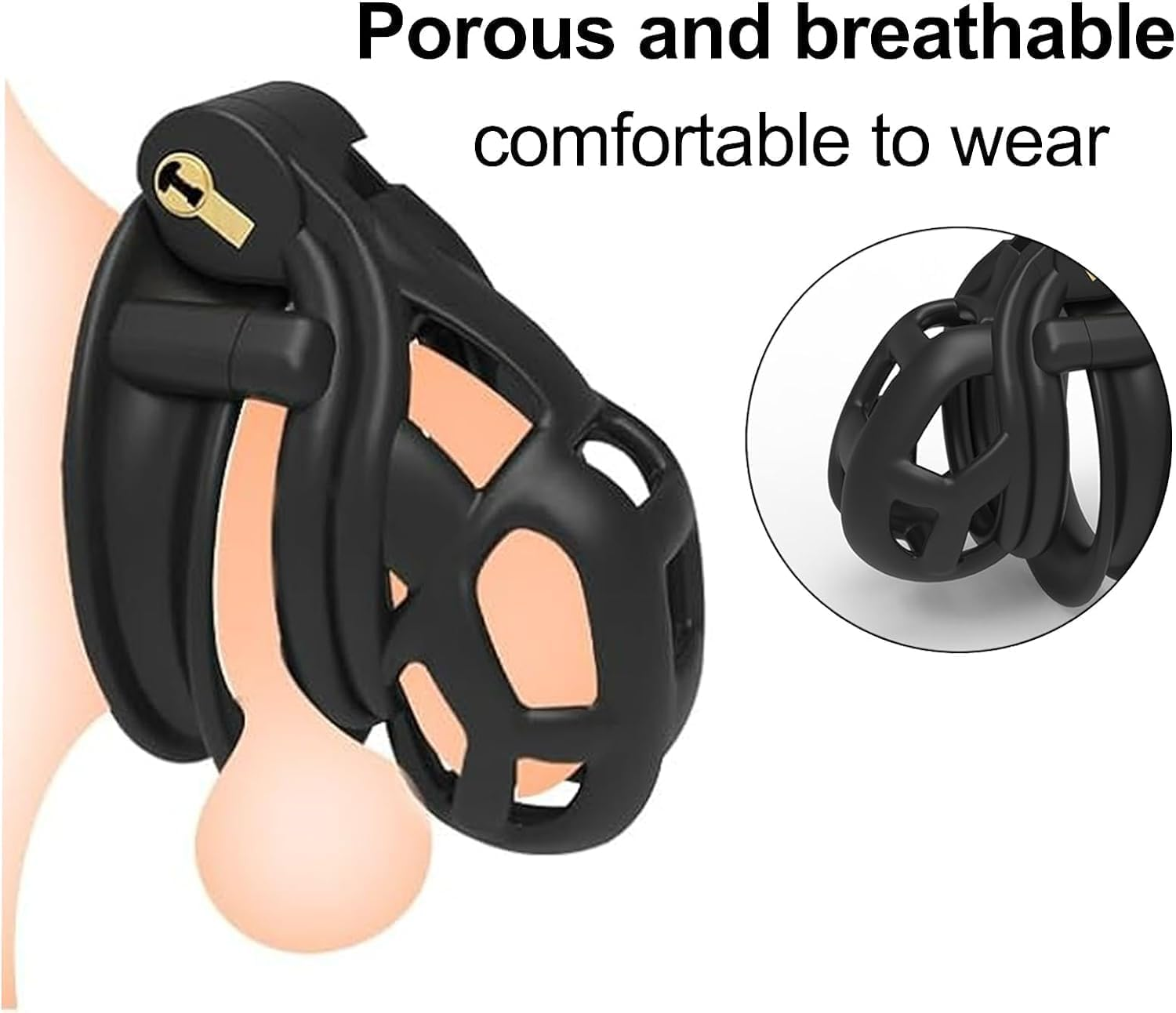 Male Chastity Cage Cock Cage Lightweight Chastity Cages Device with 4 Double Face Rings Male BDSM Bondage Adults Sex Toys for Couples (M) image number 5