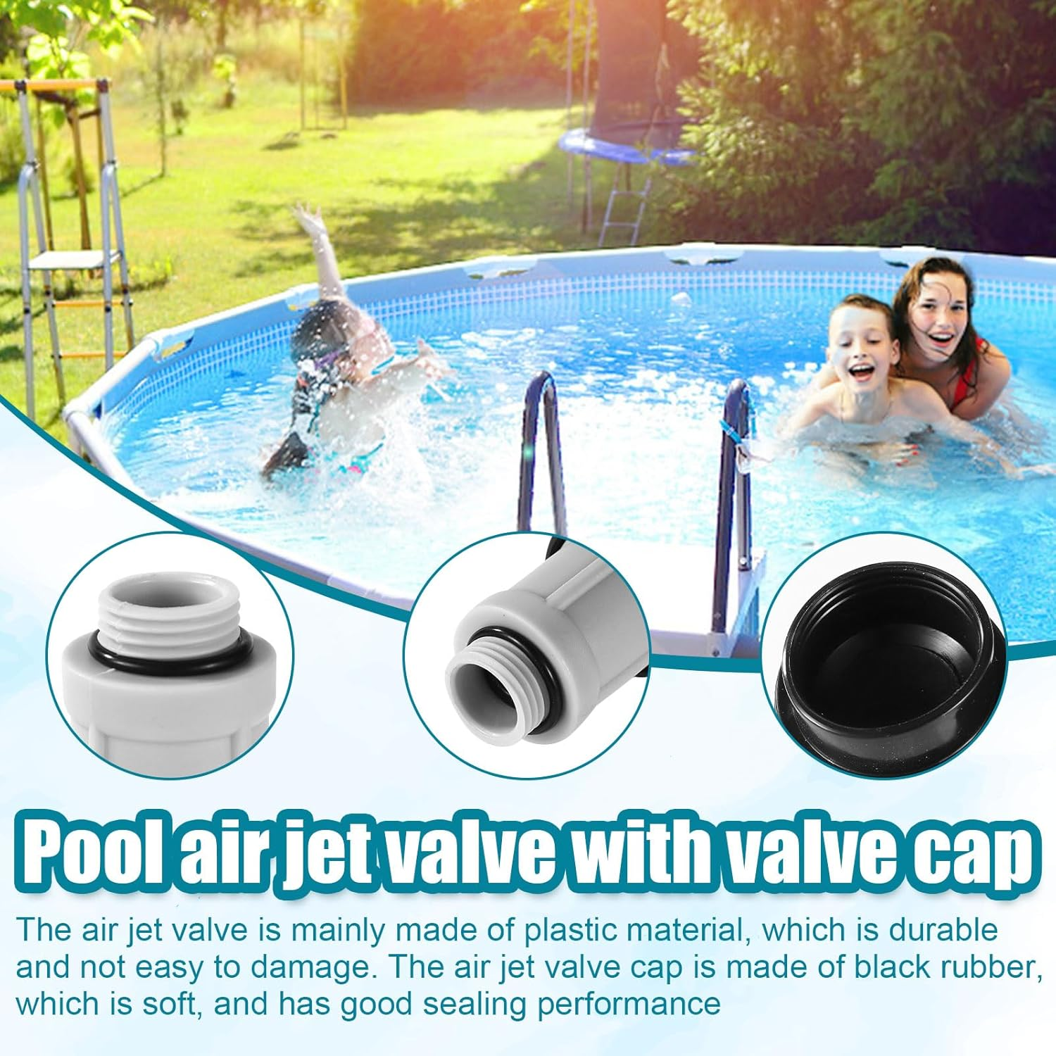 12363 12373 Air Jet Valve & Jet Valve Cap, Pool Air Induction Valves Replacement Parts for above Ground Swimming image number 4