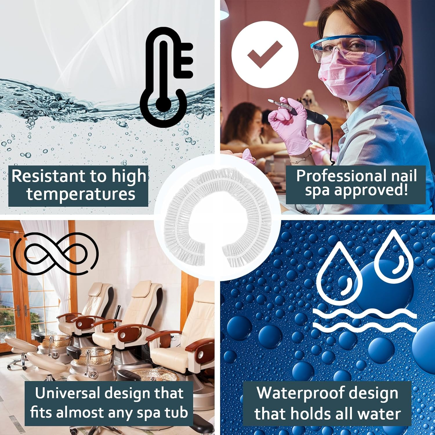 25 Pcs Prettyclaw Disposable Spa Chair Liners Elastic Bags for Pedicure and Foot Massage Fits Most Salon Chair Tubs Clear image number 1