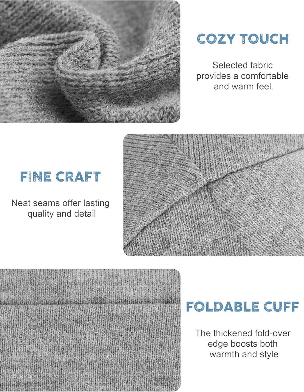 KUTTOR 3 Pack Satin Lined Beanie for Women Men Winter Slouchy Cap Adult Soft Knit Hat with Satin Lining One Size Fits Most image number 1