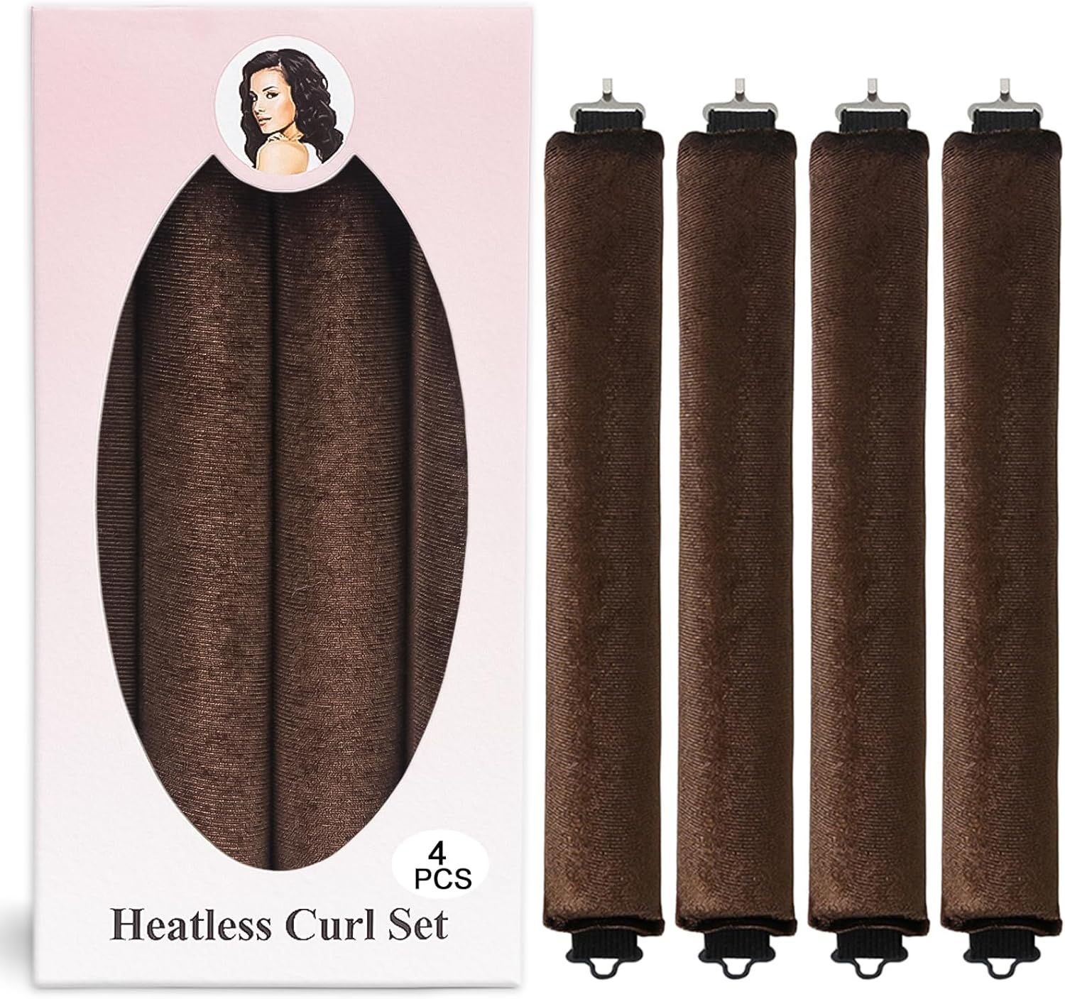 TULOBI 3Pcs Heatless Hair Curler, Overnight Heatless Curls Overnight Blowout Rods Flexi Rods with Hook, Soft Velvet Hair Curlers to Sleep in No Heat Curling Headband for Women Girls Long - Pink