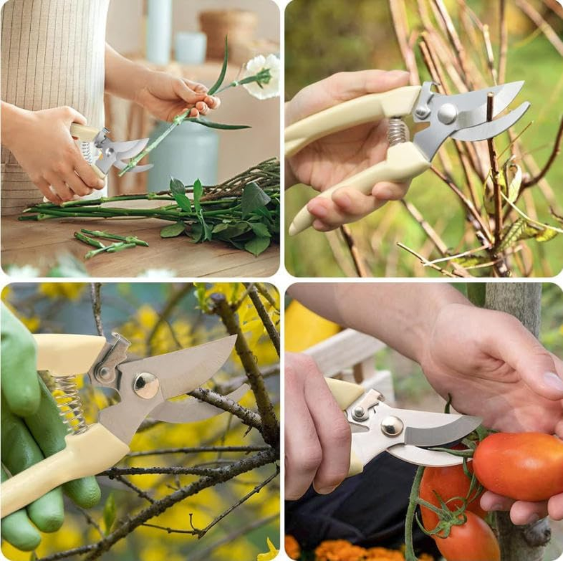Curve Gardening Scissor Garden Shears with Sharp Blade, 2Pcs Bypass and Straight Blade Garden Clippers, Stainless Steel Pruning Gardening Shears With1 Bypass Pruner and 1 Straight Blade Scissors image number 1