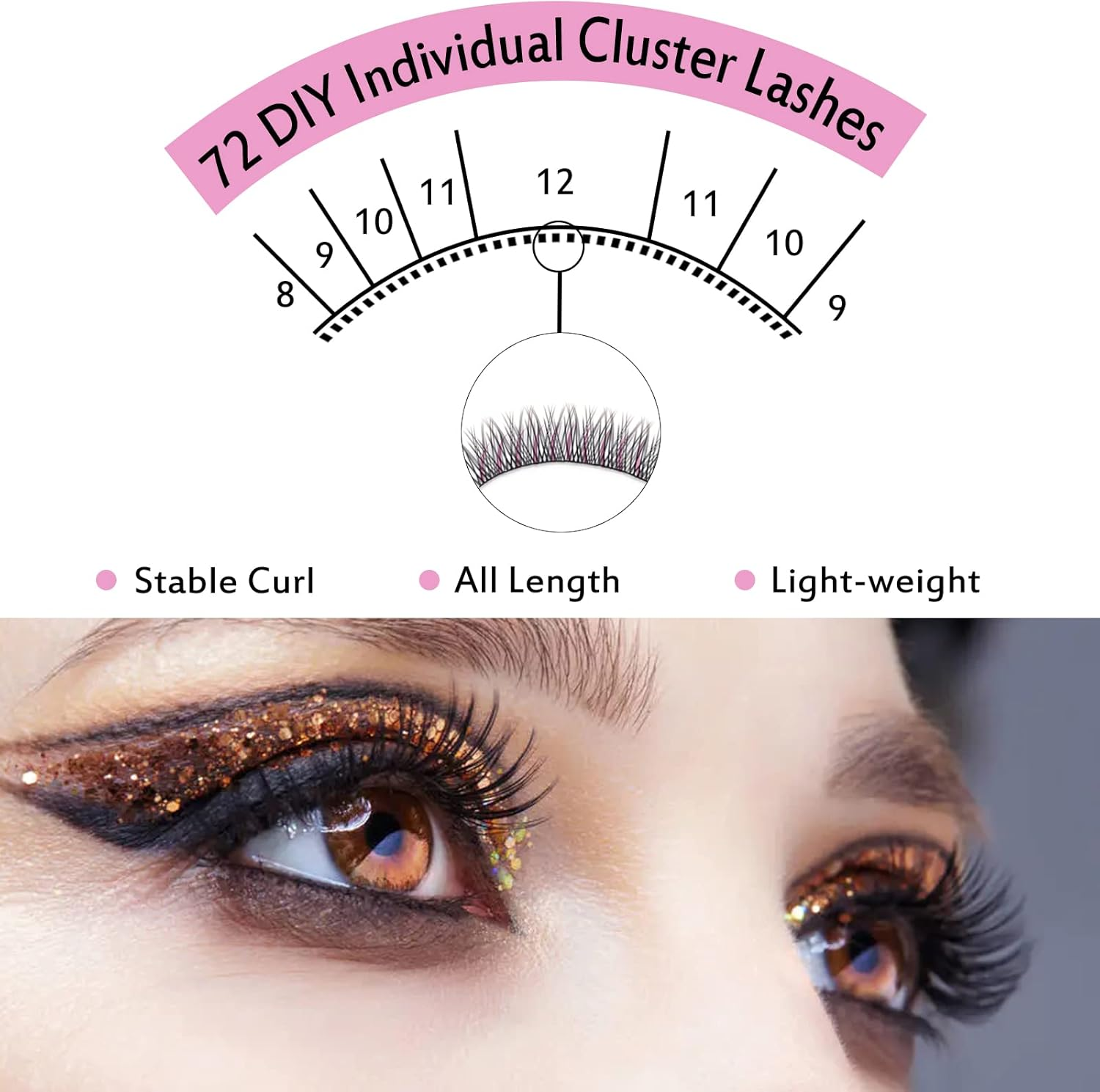 PRO LASHBEAUTY Cluster Lash 72 Pcs Lash Clusters DIY Eyelash Extension, Natural Super Thin Band Reusable Soft & Comfortable (Natural, D-16Mm) image number 2