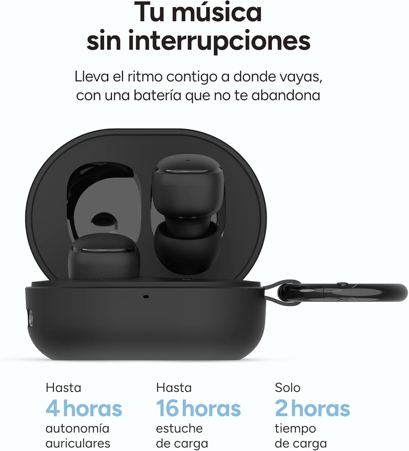 KSIX Neutron Wireless Headphones, True Wireless Stereo, Multifunctional Button, Calls, Voice Assistant, Charging Box with Carabiner, Autonomy 4 Hours + 16 Hours, USB-C, IPX4 Waterproof, Green