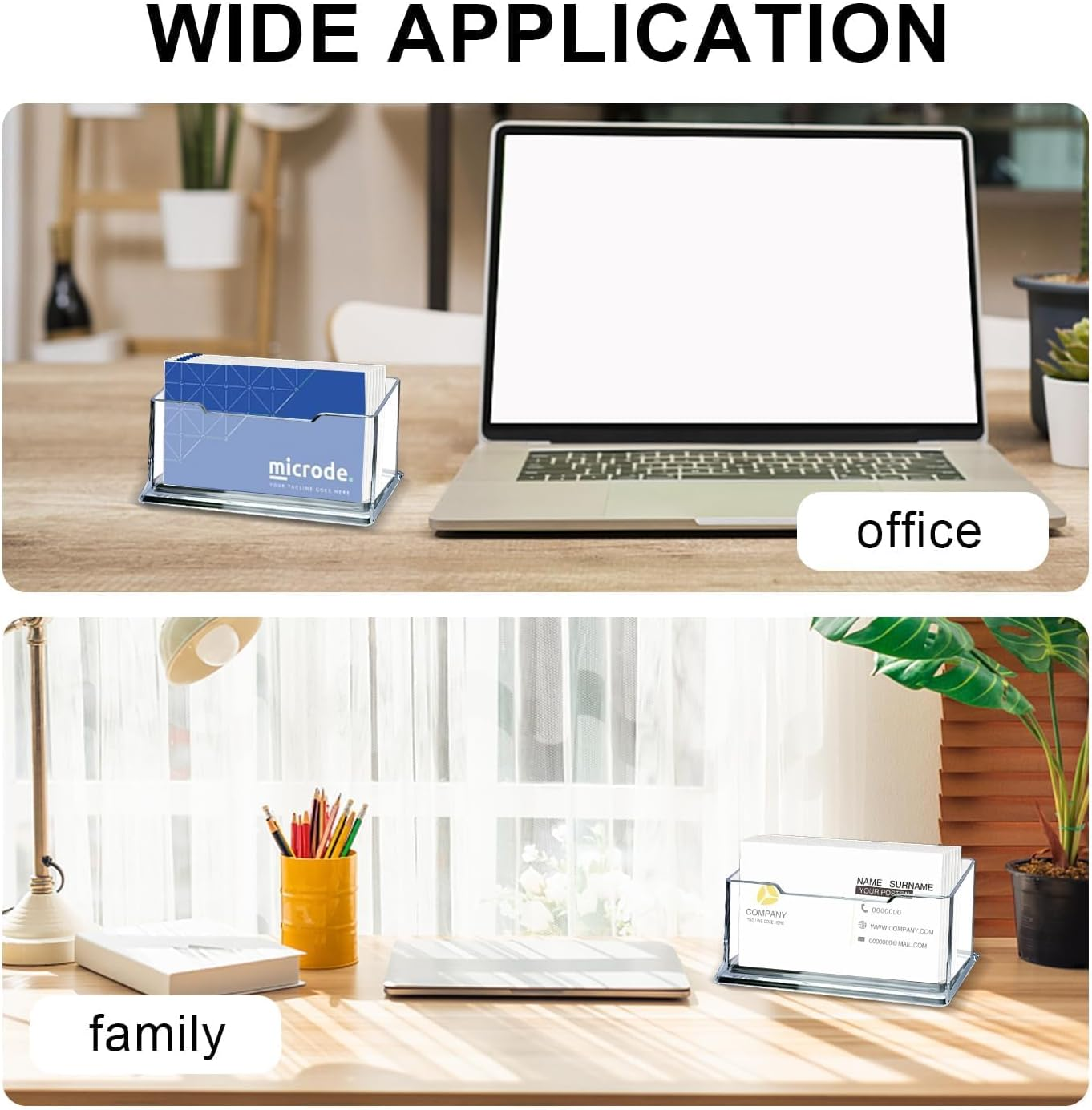 8Pcs Business Cards Holder,Funcyboo Business Card Holder Stand Business Cards Organizer Acrylic Business Card Holder Sticker Display Stand for Home Office Desktop Countertop.Fits 30-50 Business Cards image number 4