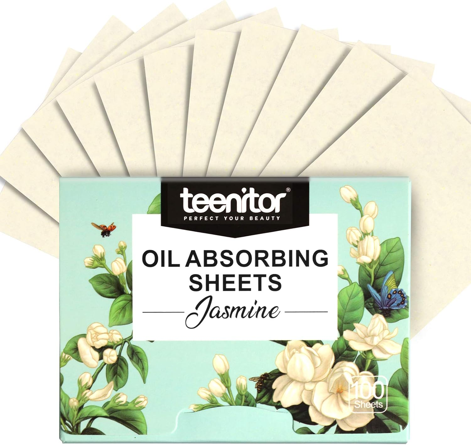 Teenitor Jasmine Oil Blotting Papers for Face - 100 Sheets, Oil Control Film Absorbing Sheets for Oily Skin, Men & Women image number 2