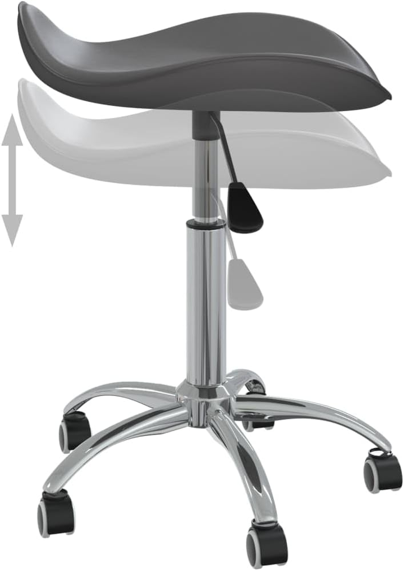 Vidaxl Adjustable Swivel Dining Chair Bar Stool/Kitchen Seat - Grey Faux Leather - Chromed Steel Frame W/Gas Lift & 360-Degree Swivel image number 5