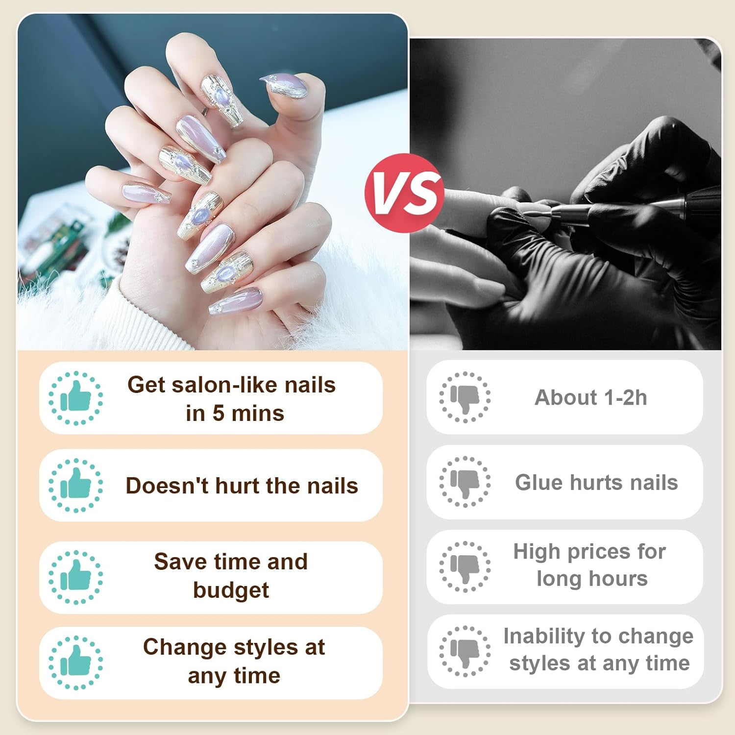 Press on Nails Handmade Long Coffin Fake Nail with Charms False Fingernail Rose Bow Pearl Acrylic Artificial Finger Luxury Glue on Manicure for Women Blue 10 Pcs (M) image number 2