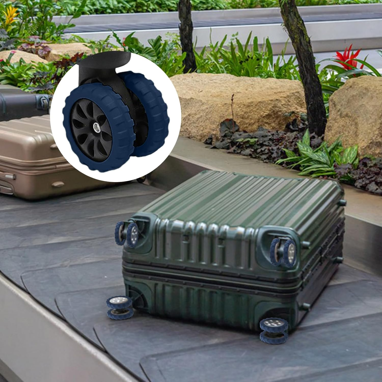 Homiliky 8-Pack Silicone Luggage Wheel Covers | Universal Fit, Anti-Scratch Protection for Suitcase Wheels image number 1