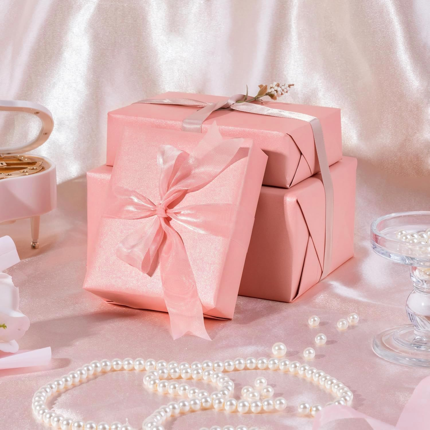 WRAPAHOLIC Baby Shower Wedding Wrapping Paper Roll, Pink Solid Color Gift Wrapping Paper - Perfect for Birthday,Bridal,Valentine'S Day - 17In X 32.8Ft Roll, 46 Sq. Ft image number 3