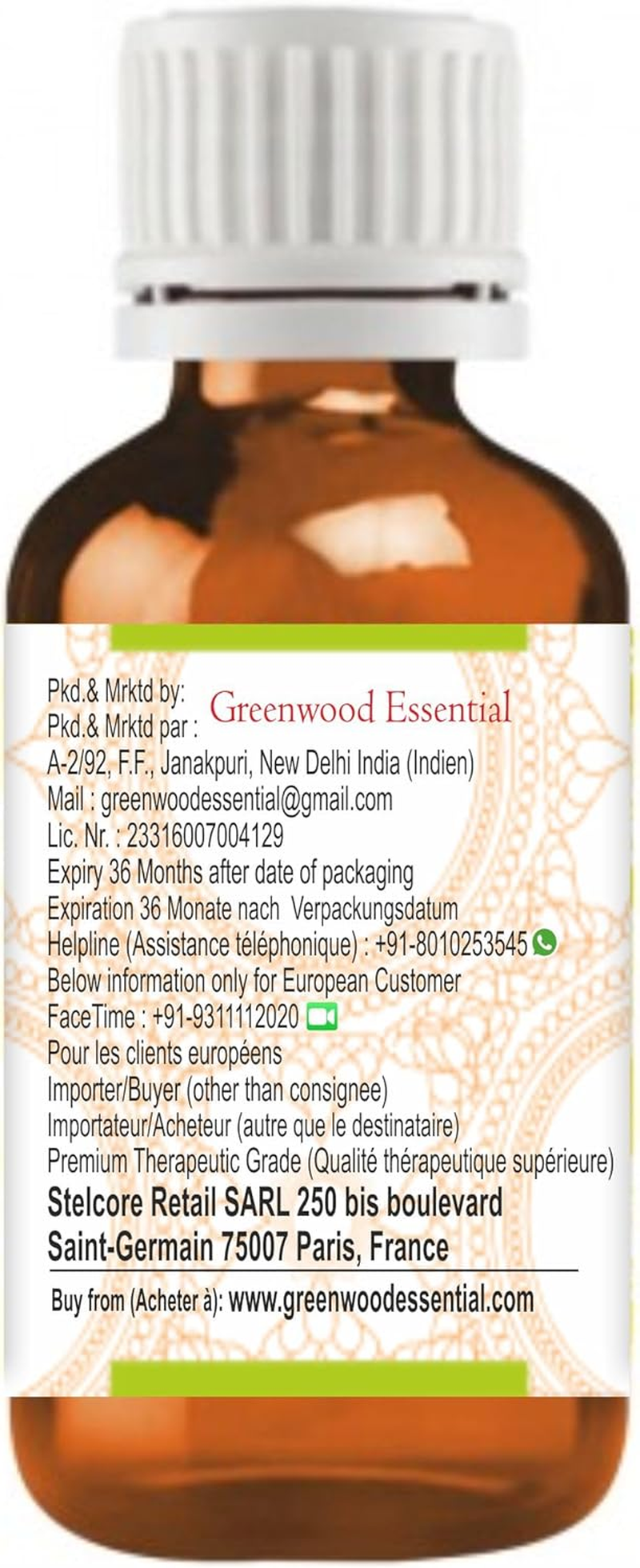 Greenwood Essential Pure Bergamot Essential Oil (Citrus Bergamia) Steam Distilled for Personal Care (Pack of Three) 100Ml X 3 (10Oz)