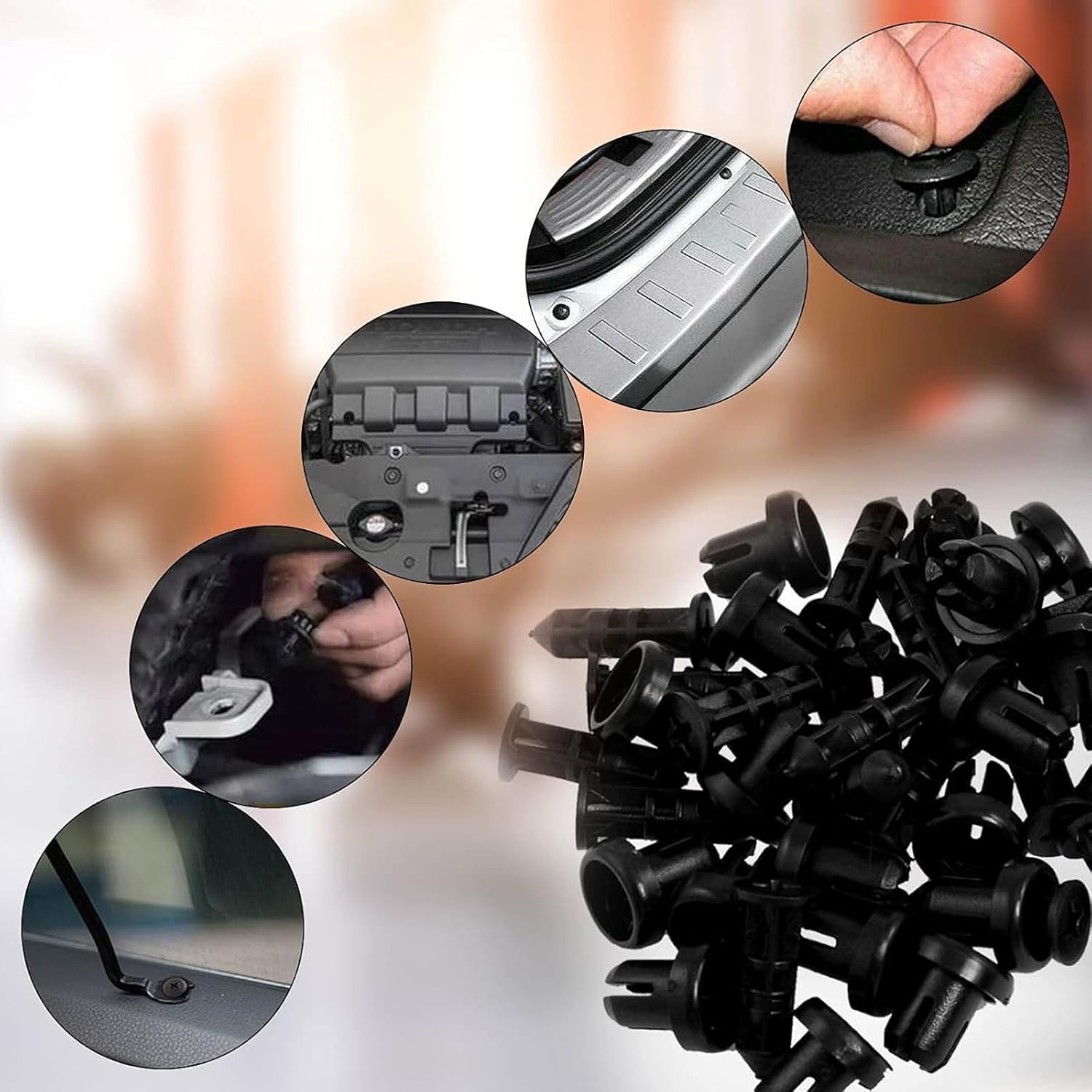 415PCS Auto Push Fastening Clips and Auto Fasteners Classification,Plastic Sales Rivets Expansion Screws Replace the Most Popular Size of Auto Sales Rivets Set-Door Trim Fender Clips+Disassembly Tool