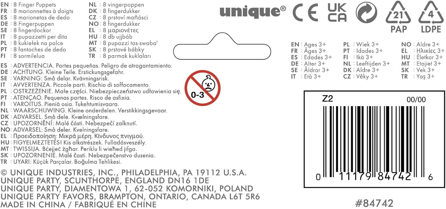 Unique Party 84742 - Googly Eyes Finger Puppet Party Bag Fillers, Pack of 8 image number 2