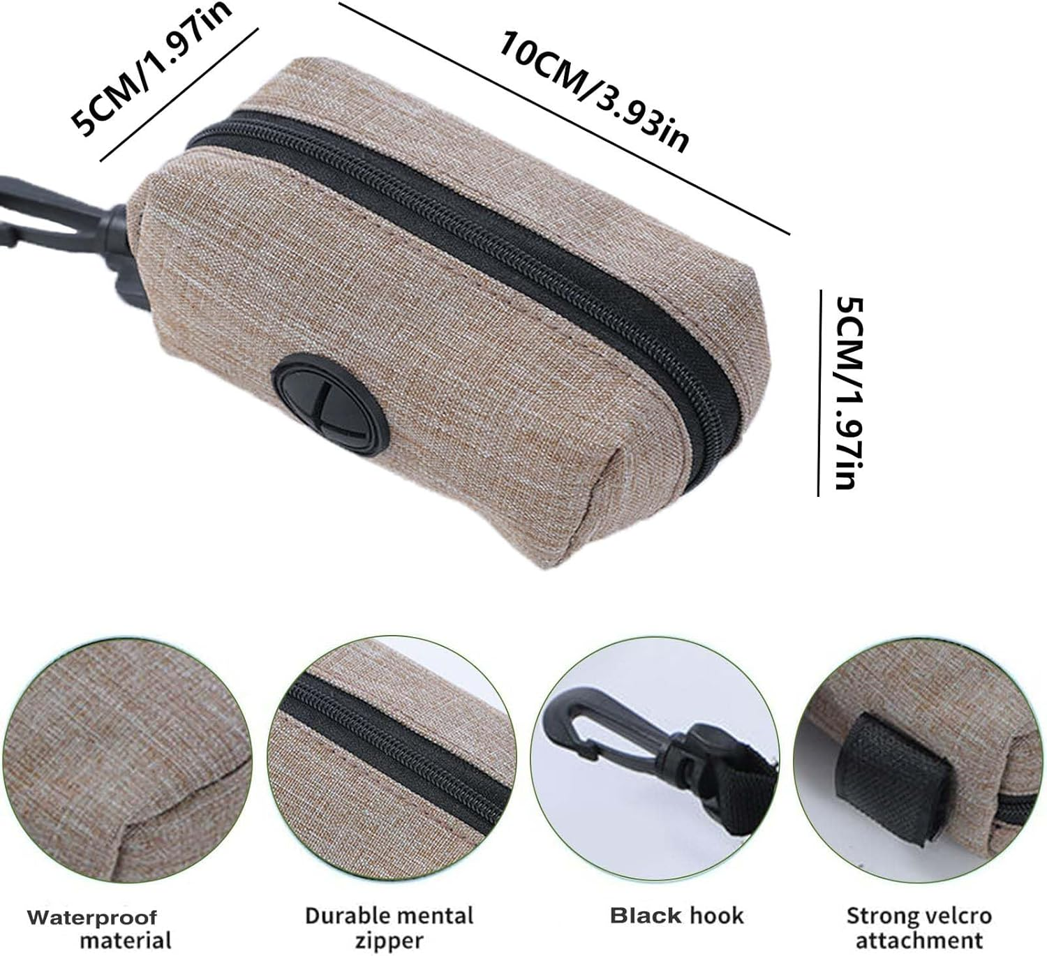 Pack of 2 Waste Bag Dispenser, Dog Waste Bag Dispenser, Grey Dog Waste Bag Holder, Portable Dog Waste Bag Dispenser with Zip, Pet Dog Waste Bag Dispenser, Fits Any Dog Lead for Walking Running image number 6