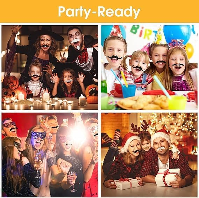 Fake Moustache, 68Pcs Fake Mustache Set, Various Styles Novelty Mustache Stickers for Men Women, Self Adhesive Fake Beard Funny Fake Mustache for Halloween Masquerade Party image number 5