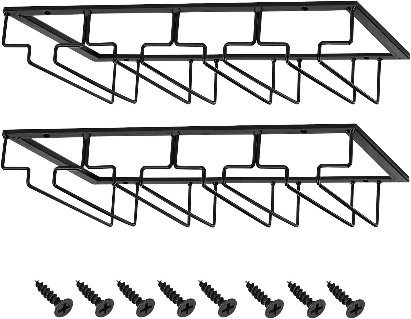 MOCOUM (4 Rows) - Wine Glasses Rack under Cabinet Stemware Rack,Wine Glass Hanger Rack Wire Wine Glass Holder Storage Hanger for Cabinet Kitchen Bar (4 Rows) image number 2
