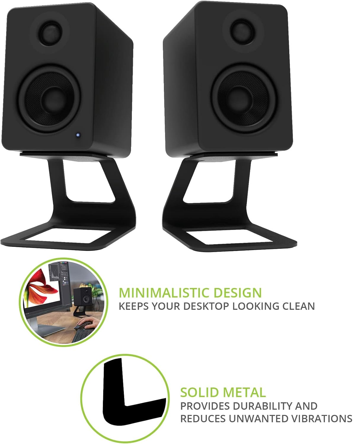 Kanto SE2 Elevated Desktop Speaker Stands for Small Speakers - Black, Pair image number 1
