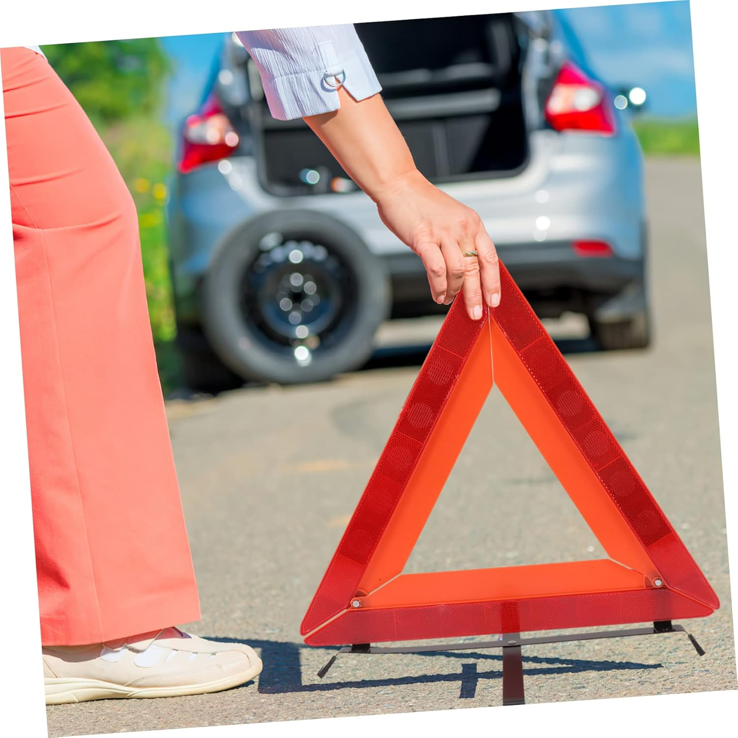 KICHOUSE Warning Triangle Reflective Roadside Triangles Reflector Car Essentials image number 6