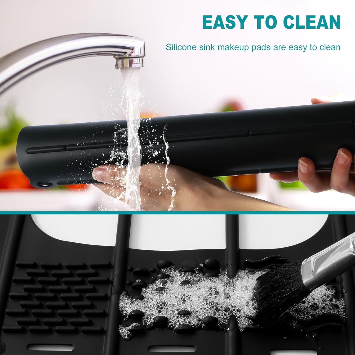 Black Silicone Sink Cover - Foldable, Heat Resistant, Space Saver for Bathroom Counter image number 1