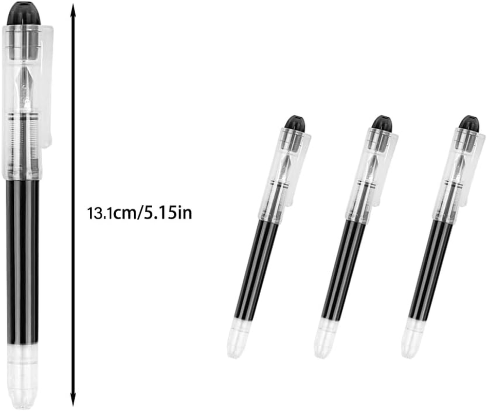12 Pcs Disposable Fountain Pens, Smooth Writing Black Fountain Pens, Ink Bladder-Free Fountain Pens, Quick-Drying Ink Pens, Office Supplies for Doodling, Sketching, Calligraphy (Black) image number 2