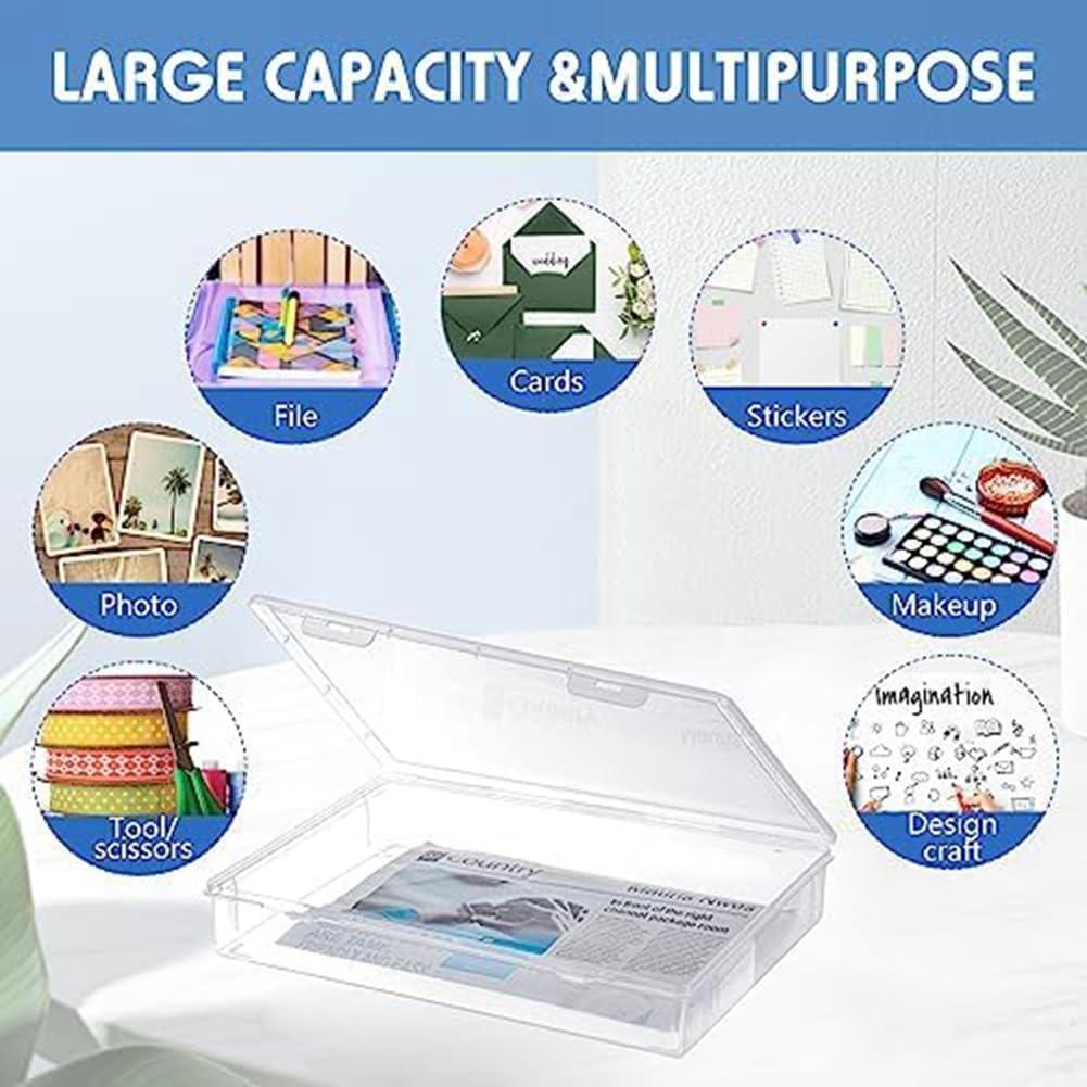 Domoi 4 Pcs A4 Scrapbook Paper Storage Box Arts Craft Organizers Storage Box for 8.5 X 11 Inch Letter Paper Photo Picture Storage image number 2