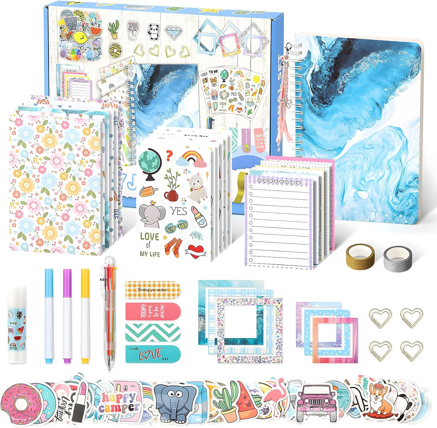 MOTYYA DIY Journal Set for Girls Ages 8-12 - Kids Diary Journaling Kit for Writing, Ideas Birthday Gifts and Toys for 8 9 10 11 12 13+ Years Old Teenage Girls Kids image number 1