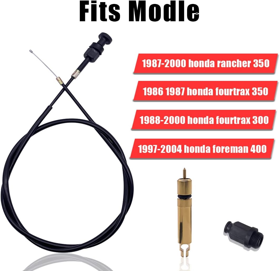 Carburetor Choke Cable and Starter Valve Plunger Kit Compatible with Honda TRX350 Rancher 350 Fourtrax 300 350 Foreman 400 Choke Cable 17950-HN5-671 image number 5