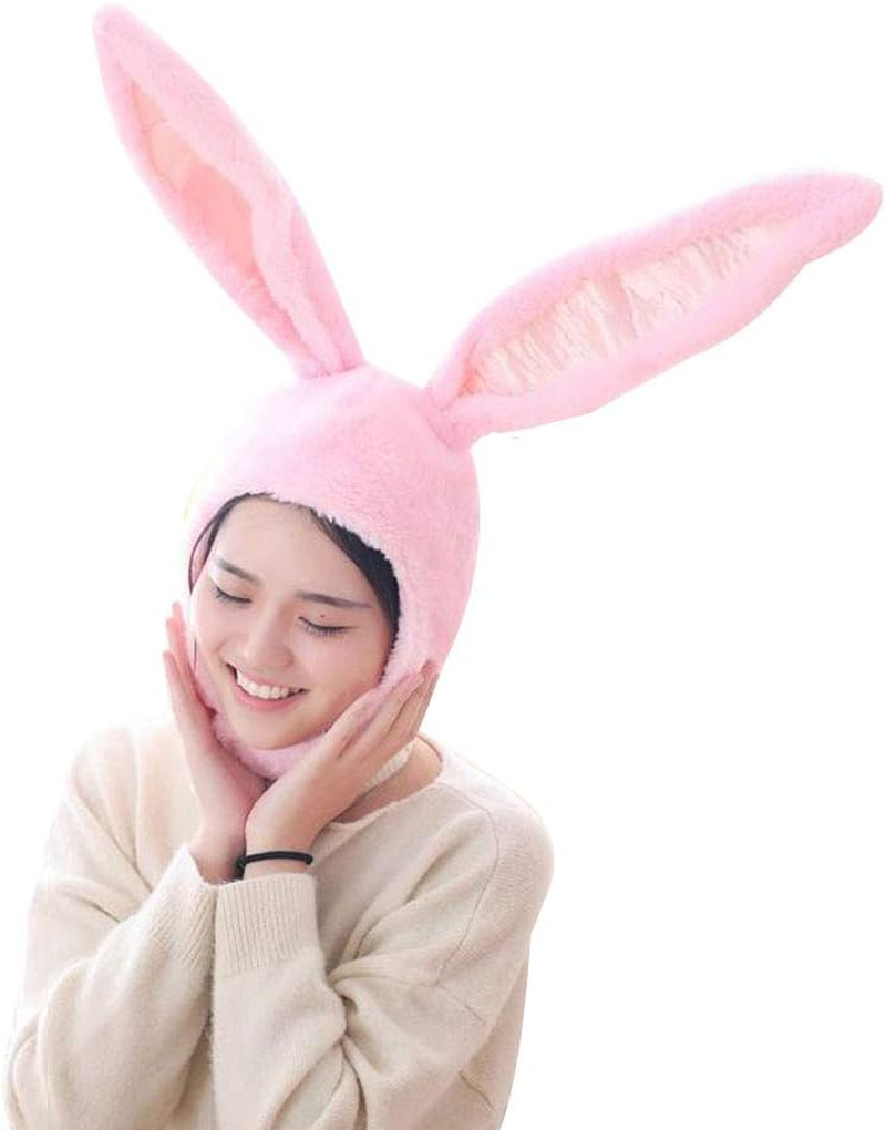 Cute Bunny Hat Ears Fun Plush Hood Women Costume Winter Hats Super Warm Soft and Cozy