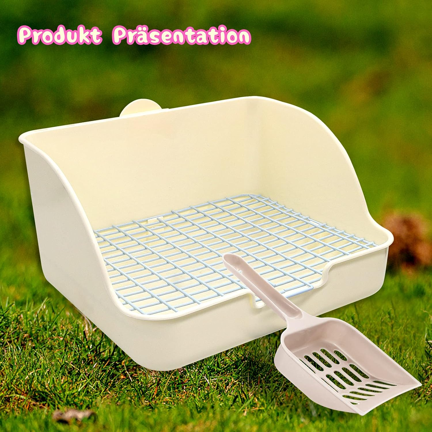 HYLYUN Rabbit Toilet Corner Toilet House Rabbit Cage Cat Litter Tray with Durable Shovel for Small Animals Rabbits Guinea Pigs White