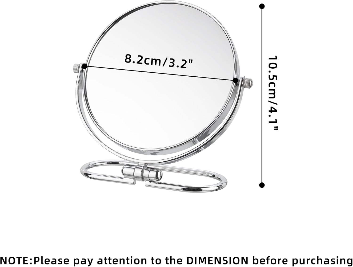 Portable Folding Travel Makeup Mirror,1X/3X Magnifying Vanity Mirror,Double-Sided 360&deg; Swivel,Handheld & Wall Hanging Metal Mirror for Home and On-The-Go Use,No Light (3Inch) image number 2