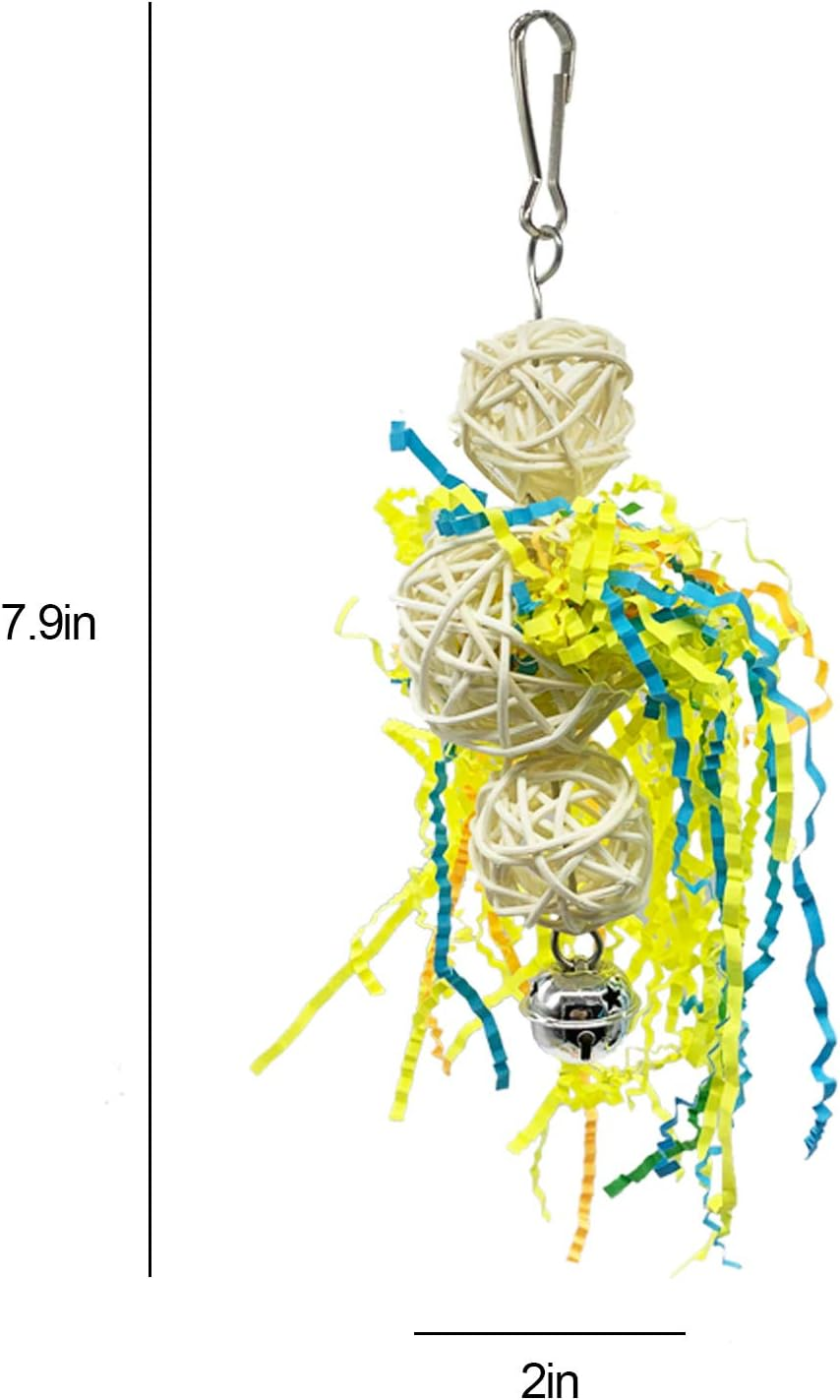 Ebaokuup Bird Parrots Shredding Toys Parakeet Chewing Toys Bird Loofah Toys Parrot Cage Shredder Toys Bird Foraging Hanging Toys Bird Accessories for Parrots Lovebird Cockatiel Conure African Grey image number 4