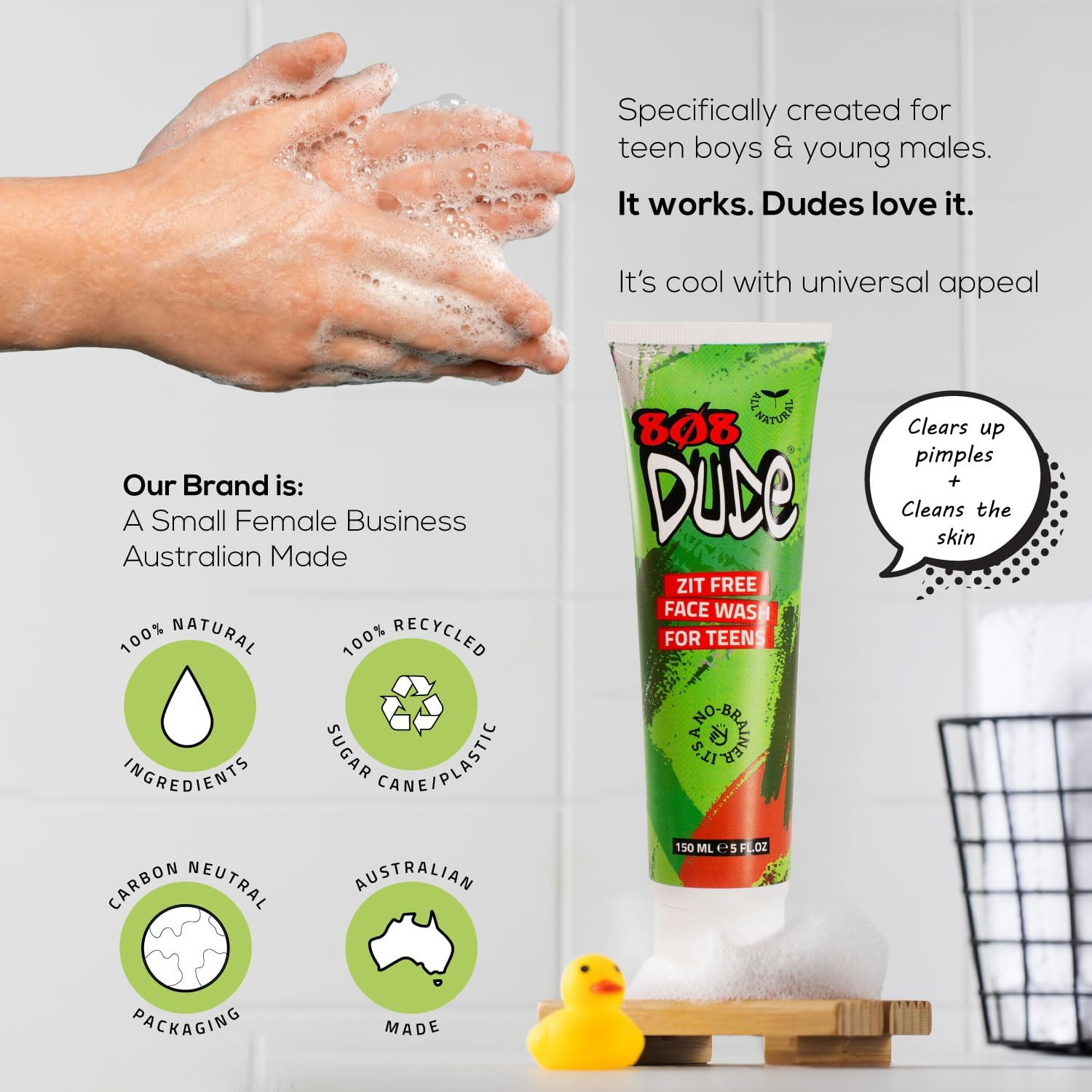 808 Dude Face Wash for Calming Spotty, Sensitive & Oily Skin. Natural & Organic Ingredients. Essential Oils for a Healthy, Clean and Clear Skincare Routine 5 Fl Oz image number 5