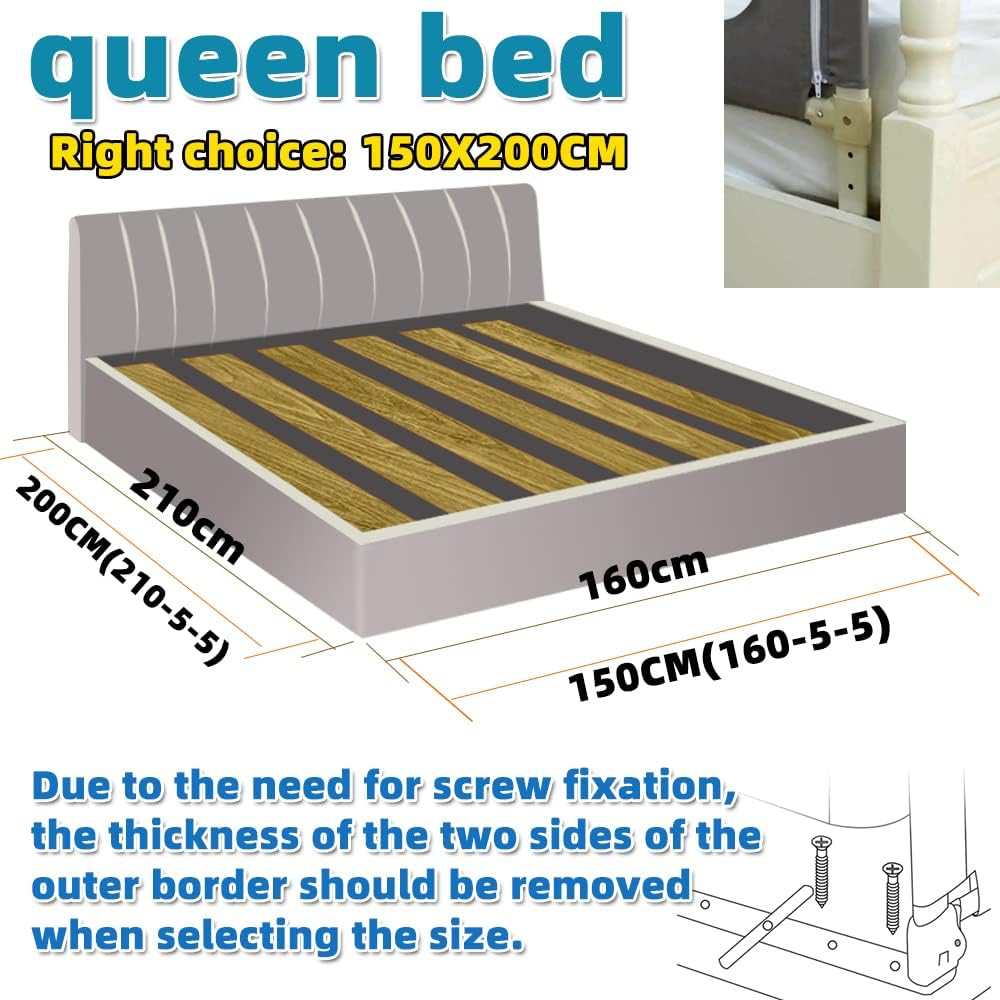 100CM Height Toddlers Bed Rails, Baby Safety Bed Guard, Height Adjustable Bed Side Fence, Child Folding Protection Guardrail&hellip; (Queen Set(2X200Cm,1X150Cm))