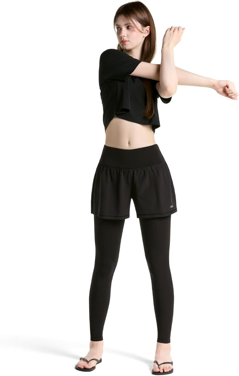 TSLA Women'S 2‑In‑1 Swim Shorts with Built‑In Leggings Quick‑Dry, UPF 50+ Sun Protection & Compression Liner Swim Board Shorts